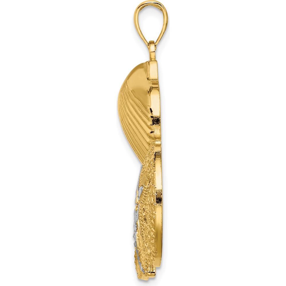 14K Yellow Gold Diamond-Cut Scallop Starfish Sand Dollar Charm by Oro Pregiato