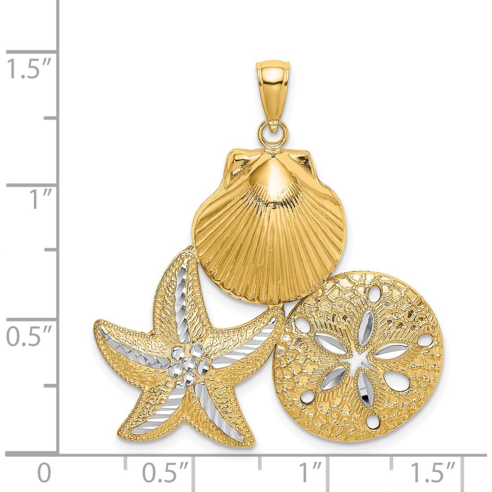 14K Yellow Gold Diamond-Cut Scallop Starfish Sand Dollar Charm by Oro Pregiato
