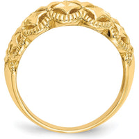 14K Yellow Gold Diamond-Cut Scalloped Edge Domed Ring - Fashion Band by Oro Pregiato