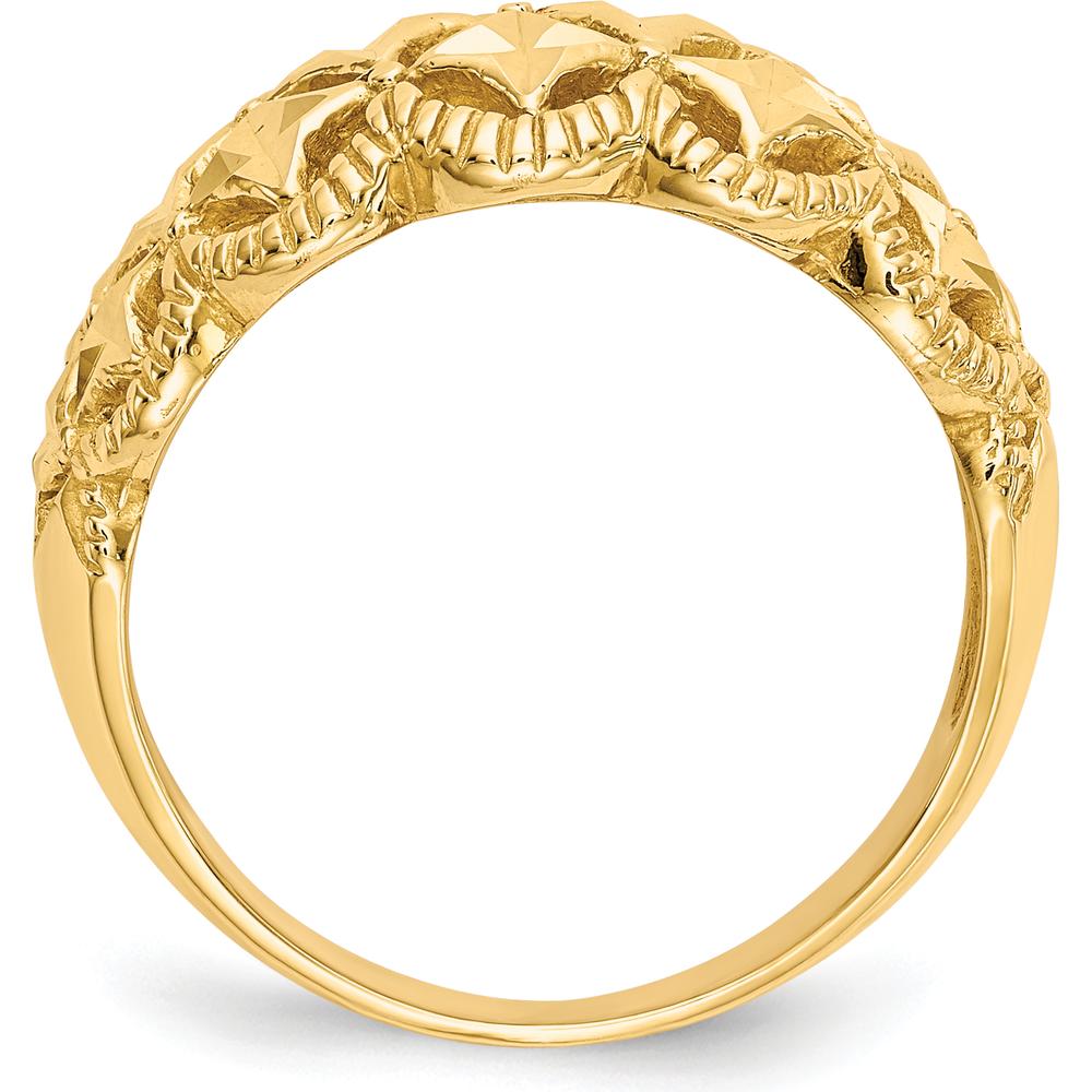 14K Yellow Gold Diamond-Cut Scalloped Edge Domed Ring - Fashion Band by Oro Pregiato