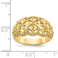 14K Yellow Gold Diamond-Cut Scalloped Edge Domed Ring - Fashion Band by Oro Pregiato