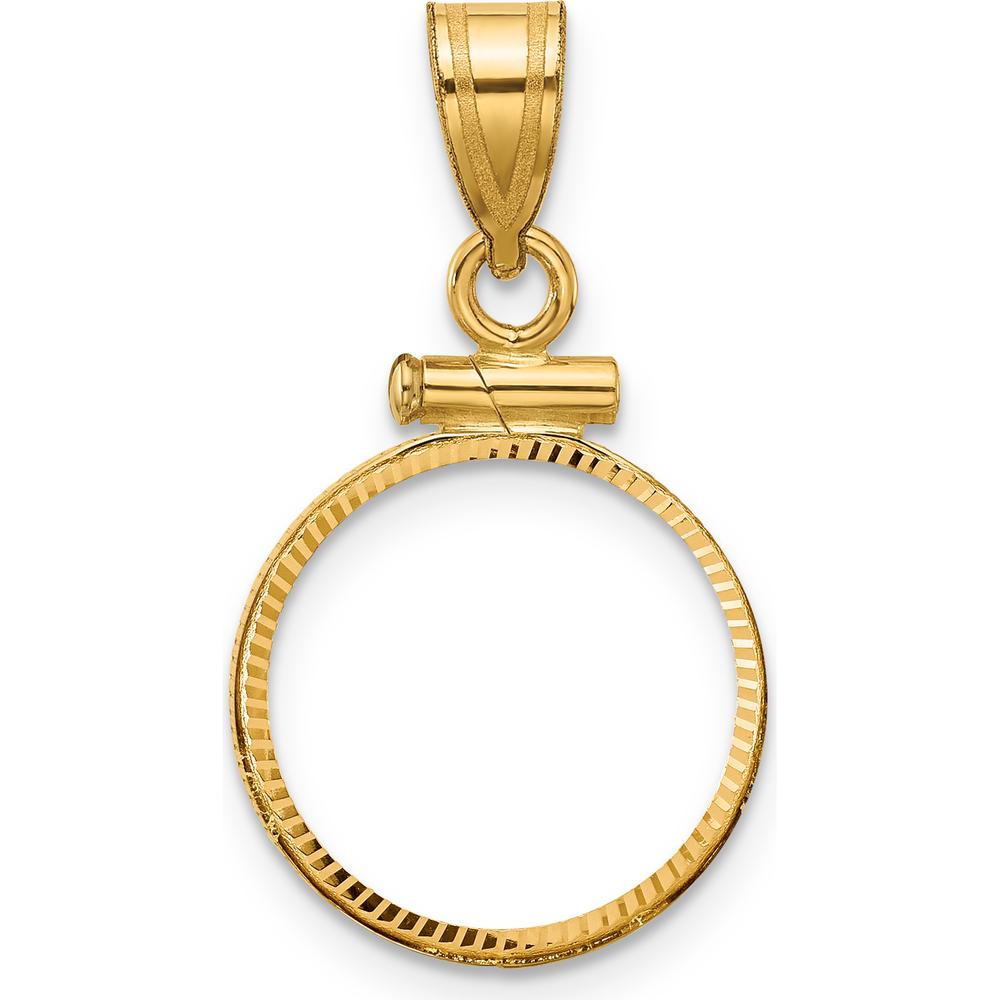 14K Yellow Gold Diamond-Cut Screw Top Coin Bezel Pendant - 1/20 oz. Panda Coin Compatible by Numis Coin Jewelry
