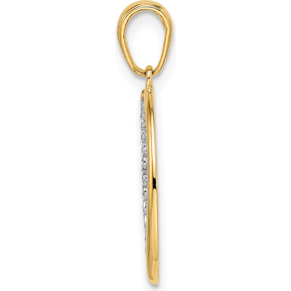 14K Yellow Gold Diamond-Cut Shooting Star Pendant with Rhodium Accents by Oro Pregiato
