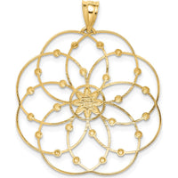14K Yellow Gold Diamond-Cut Spiral Circle Pendant with Rhodium Accents - 38mm Length by Oro Pregiato