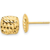 14K Yellow Gold Diamond-Cut Square Post Earrings - 8.6mm by Oro Pregiato