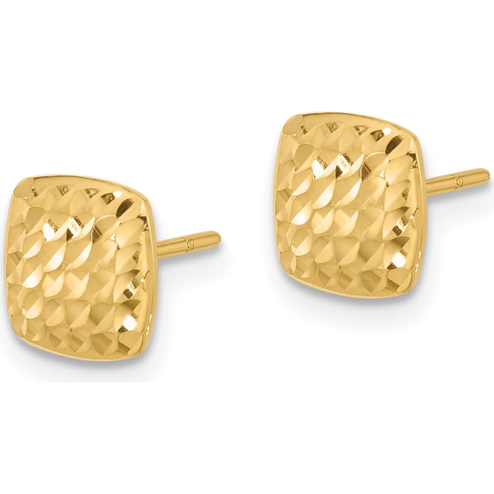 14K Yellow Gold Diamond-Cut Square Post Earrings - 8.6mm by Oro Pregiato