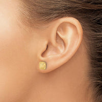 14K Yellow Gold Diamond-Cut Square Post Earrings - 8.6mm by Oro Pregiato