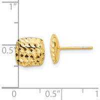 14K Yellow Gold Diamond-Cut Square Post Earrings - 8.6mm by Oro Pregiato