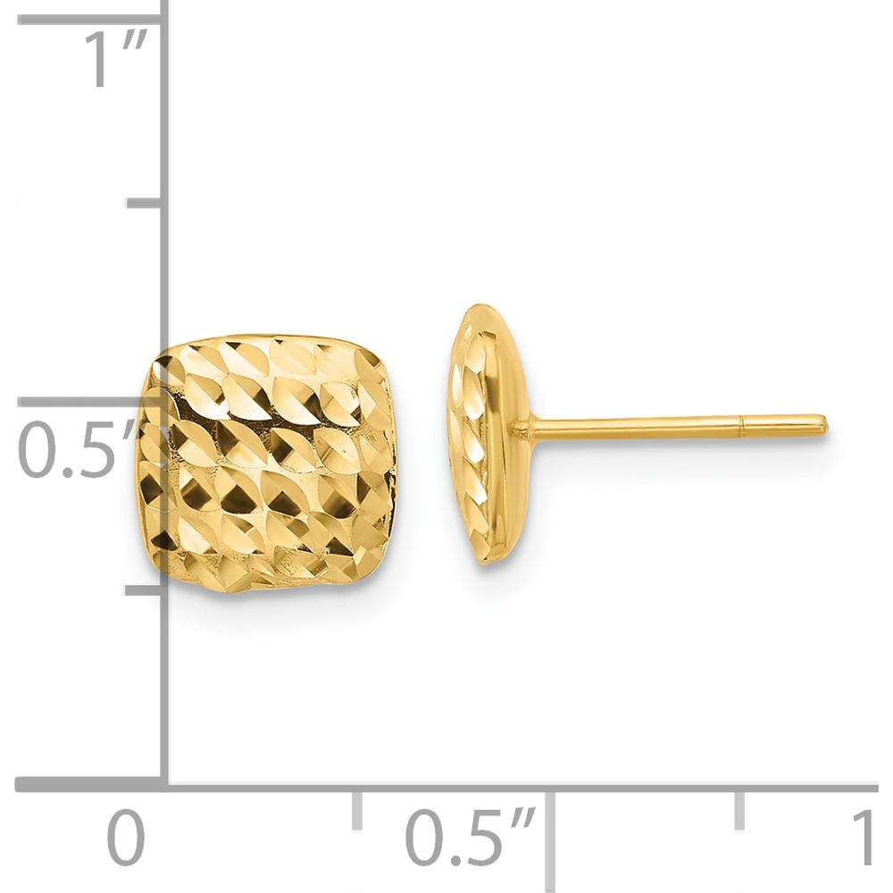 14K Yellow Gold Diamond-Cut Square Post Earrings - 8.6mm by Oro Pregiato
