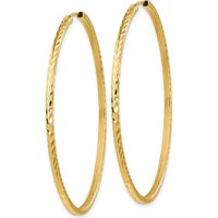 14K Yellow Gold Diamond-Cut Square Tube Endless Hoop Earrings - 50mm by 0