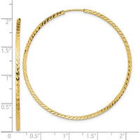 14K Yellow Gold Diamond-Cut Square Tube Endless Hoop Earrings - 50mm by 0