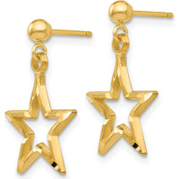 14K Yellow Gold Diamond-Cut Star Dangle Post Earrings - Polished Finish by 0