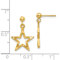 14K Yellow Gold Diamond-Cut Star Dangle Post Earrings - Polished Finish by 0