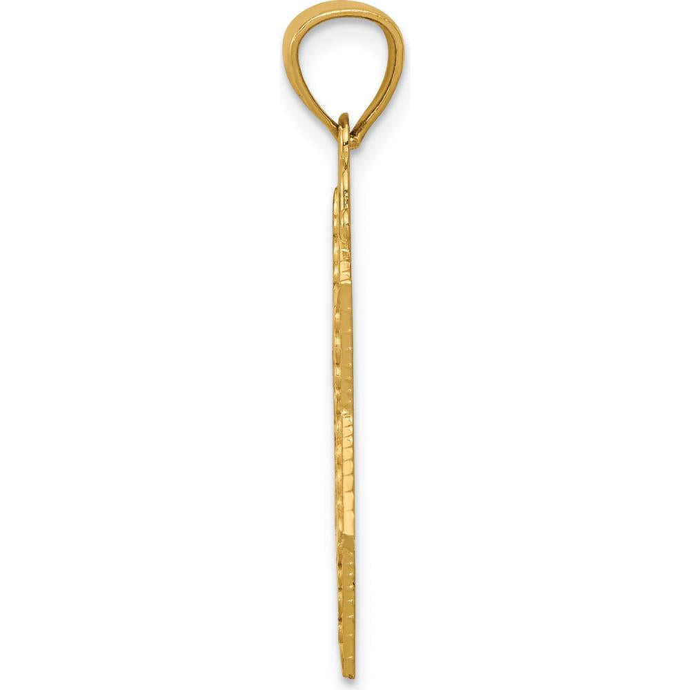 14K Yellow Gold Diamond-Cut Star of David Pendant - 32mm Length, 20mm Width by Oro Pregiato