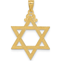 14K Yellow Gold Diamond-Cut Star of David Pendant - 32mm Length, 20mm Width by Oro Pregiato