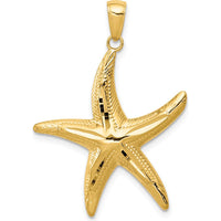 14K Yellow Gold Diamond-Cut Starfish Pendant - Ocean-Inspired Charm by Oro Pregiato