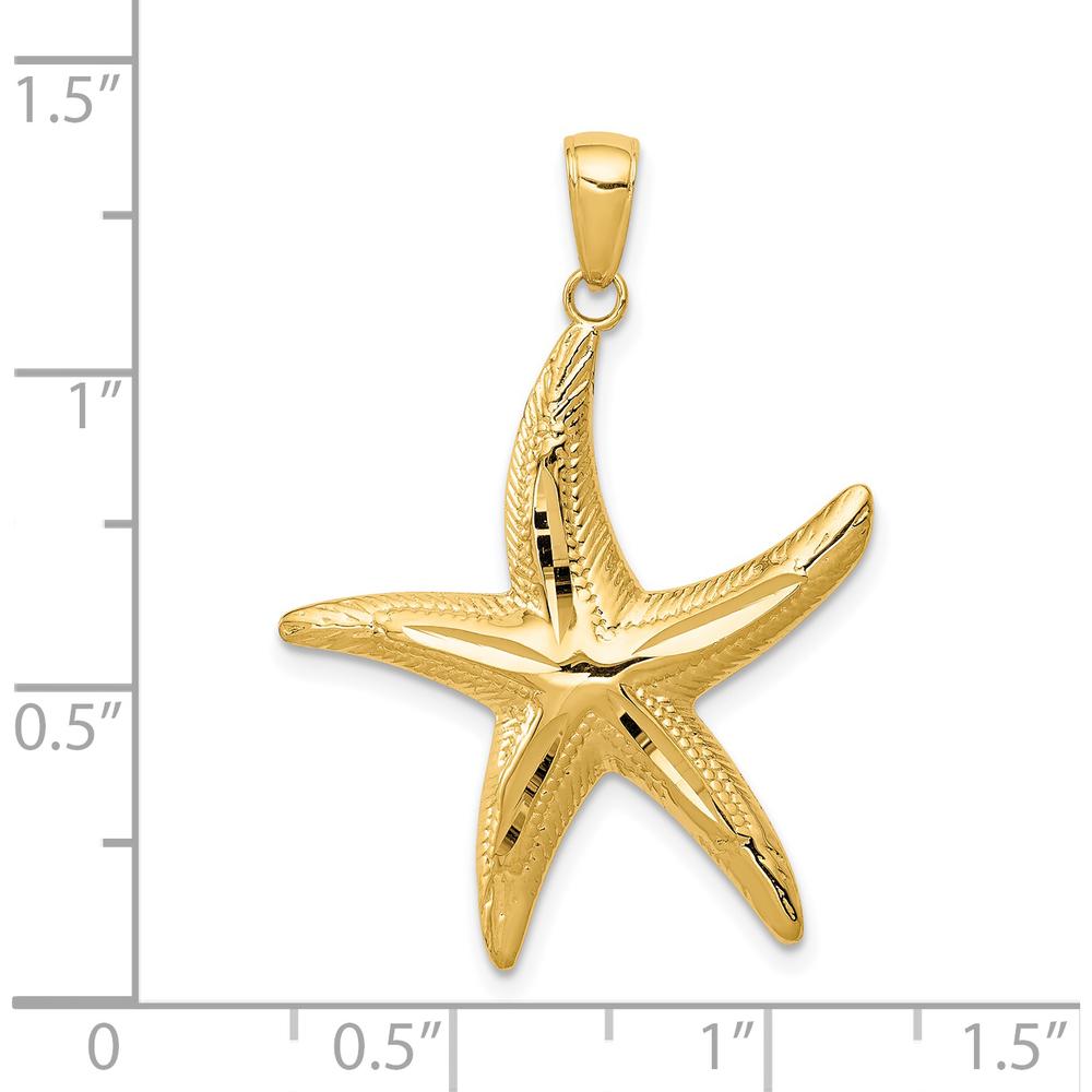 14K Yellow Gold Diamond-Cut Starfish Pendant - Ocean-Inspired Charm by Oro Pregiato