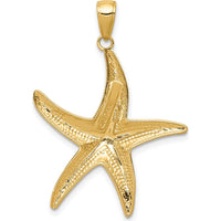 14K Yellow Gold Diamond-Cut Starfish Pendant - Ocean-Inspired Charm by Oro Pregiato