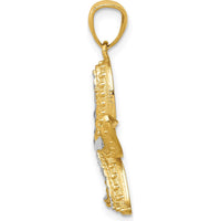 14K Yellow Gold Diamond-Cut Starfish Pendant with Rhodium Accents - 19mm Length by Oro Pregiato