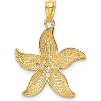 14K Yellow Gold Diamond-Cut Starfish Pendant with Rhodium Accents - 19mm Length by Oro Pregiato