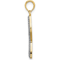 14K Yellow Gold Diamond-Cut Starfish Pendant with White Rhodium Star Charm - 27mm Length by Oro Pregiato