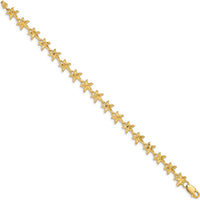 14K Yellow Gold Diamond-Cut Starfish Station Bracelet - 7" Length with Polished Finish by Oro Pregiato