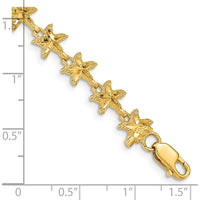 14K Yellow Gold Diamond-Cut Starfish Station Bracelet - 7" Length with Polished Finish by Oro Pregiato