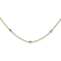 14K Yellow Gold Diamond-Cut Station Necklace with Rhodium Finish - 18" Adjustable Chain by 0