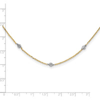 14K Yellow Gold Diamond-Cut Station Necklace with Rhodium Finish - 18" Adjustable Chain by 0