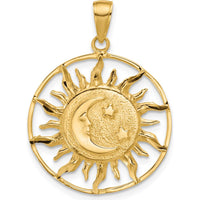 14K Yellow Gold Diamond-Cut Sun and Moon Charm with Stars by Oro Pregiato