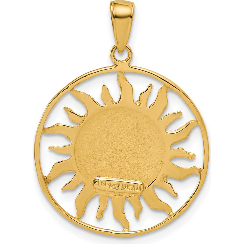 14K Yellow Gold Diamond-Cut Sun and Moon Charm with Stars by Oro Pregiato