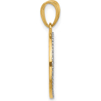14K Yellow Gold Diamond-cut Sun and Moon Pendant with Rhodium Accents by Oro Pregiato