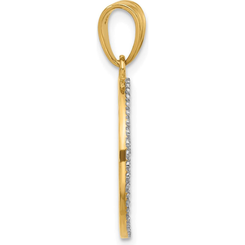 14K Yellow Gold Diamond-cut Sun and Moon Pendant with Rhodium Accents by Oro Pregiato
