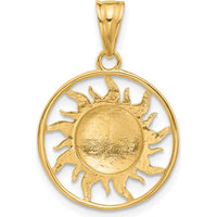 14K Yellow Gold Diamond-Cut Sun Moon Stars Pendant with Rhodium Accents - Celestial Charm by Oro Pregiato