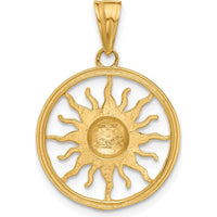 14K Yellow Gold Diamond-Cut Sun Pendant with White Rhodium Accents - 28mm Length by Oro Pregiato