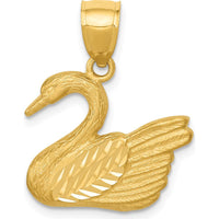 14K Yellow Gold Diamond-Cut Swan Pendant - 22.5mm x 18.5mm by Oro Pregiato