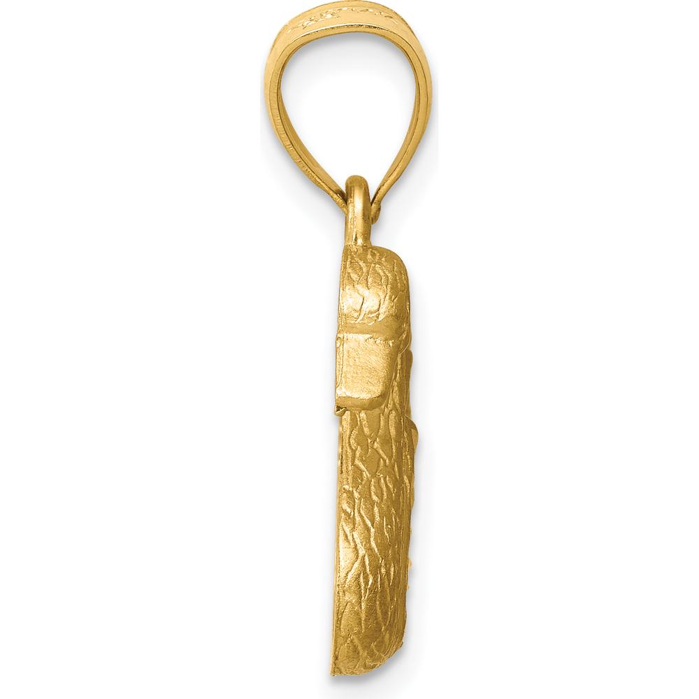 14K Yellow Gold Diamond-Cut Swan Pendant - 22.5mm x 18.5mm by Oro Pregiato