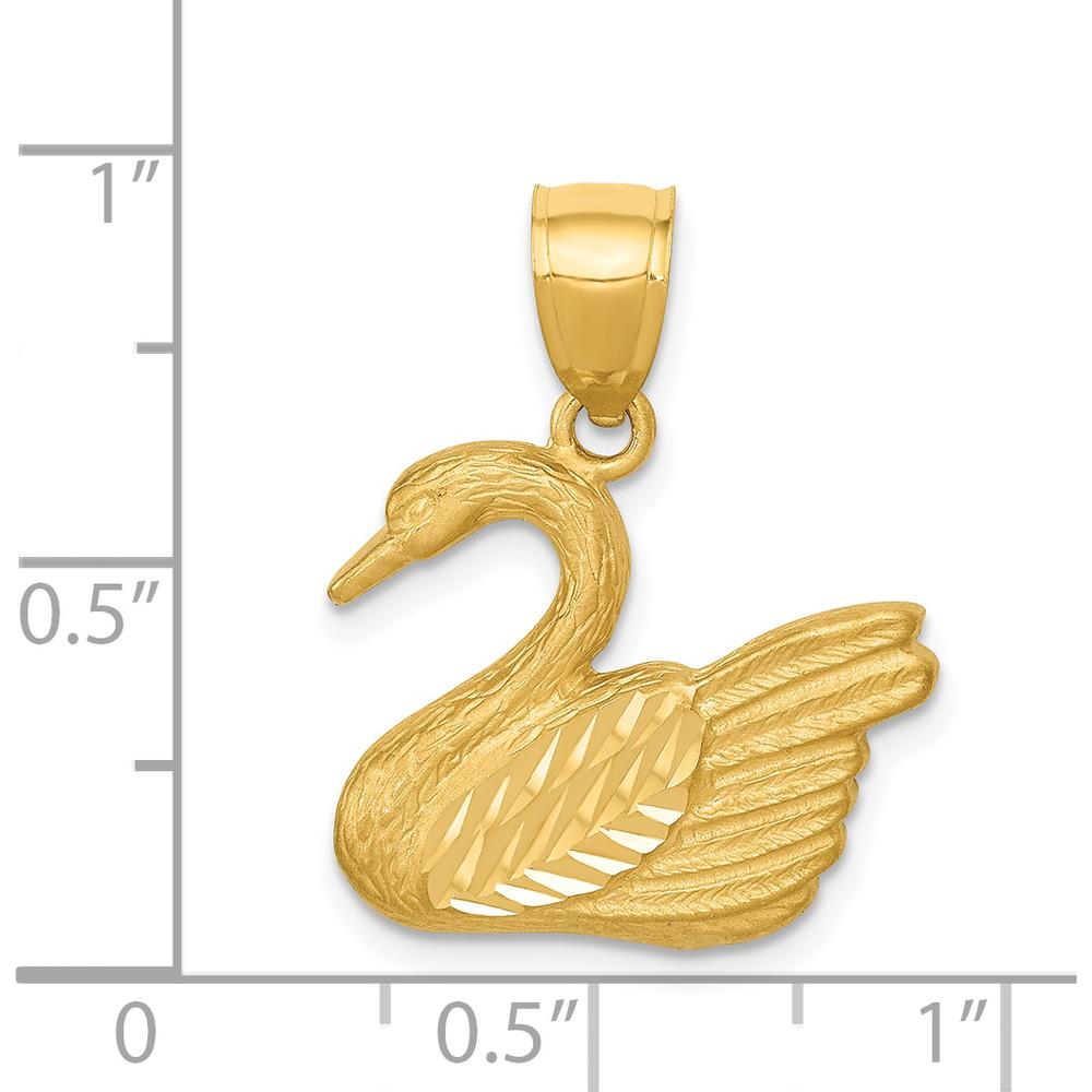 14K Yellow Gold Diamond-Cut Swan Pendant - 22.5mm x 18.5mm by Oro Pregiato