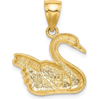 14K Yellow Gold Diamond-Cut Swan Pendant - 22.5mm x 18.5mm by Oro Pregiato