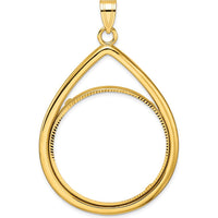 14K Yellow Gold Diamond-Cut Teardrop Pendant with Coin Bezel for 1 oz. American Eagle Coin - 60.6mm by Numis Coin Jewelry