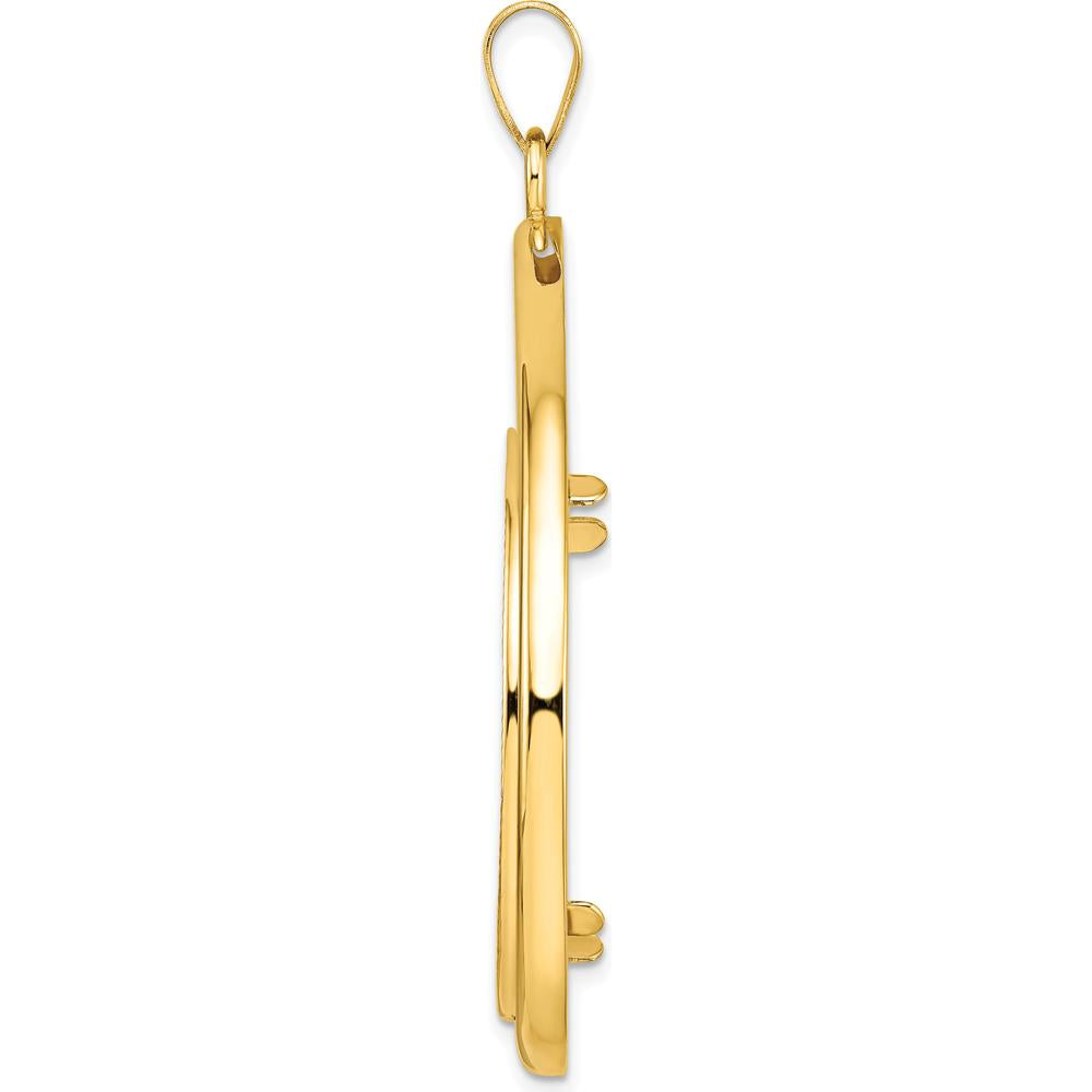 14K Yellow Gold Diamond-Cut Teardrop Pendant with Coin Bezel for 1 oz. American Eagle Coin - 60.6mm by Numis Coin Jewelry