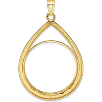 14K Yellow Gold Diamond-Cut Teardrop Pendant with Coin Bezel for 1 oz. American Eagle Coin - 60.6mm by Numis Coin Jewelry