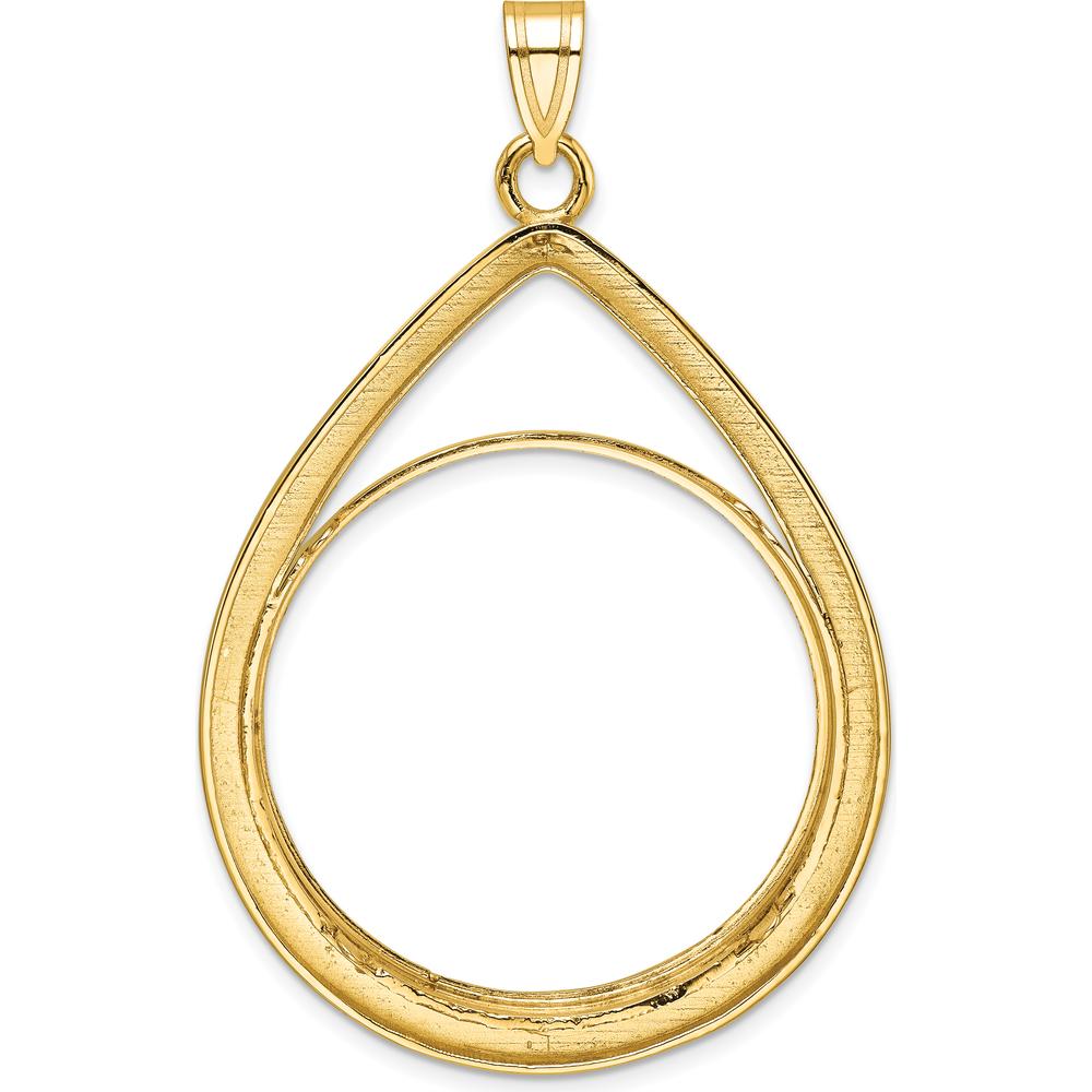 14K Yellow Gold Diamond-Cut Teardrop Pendant with Coin Bezel for 1 oz. American Eagle Coin - 60.6mm by Numis Coin Jewelry