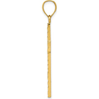 14K Yellow Gold Diamond-Cut Textured Cross Pendant - 40.4mm Length by Oro Pregiato