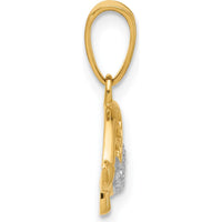 14K Yellow Gold Diamond-Cut Turtle Pendant with Rhodium Accents - Nature-Inspired Charm by Oro Pregiato