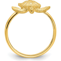 14K Yellow Gold Diamond-Cut Turtle Ring with Polished Finish by Oro Pregiato