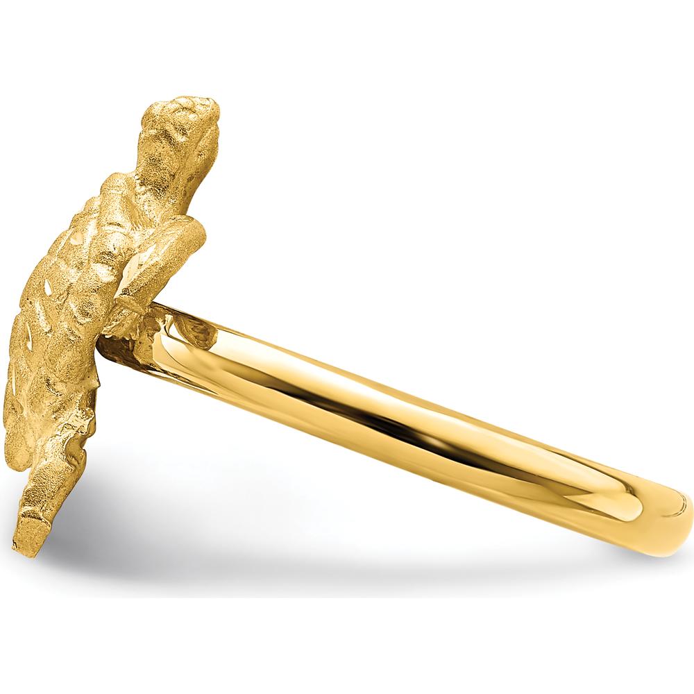 14K Yellow Gold Diamond-Cut Turtle Ring with Polished Finish by Oro Pregiato