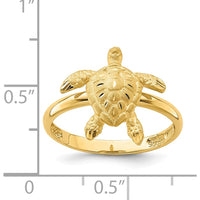 14K Yellow Gold Diamond-Cut Turtle Ring with Polished Finish by Oro Pregiato