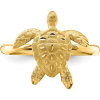 14K Yellow Gold Diamond-Cut Turtle Ring with Polished Finish by Oro Pregiato