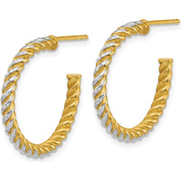 14K Yellow Gold Diamond-Cut Twisted C-Hoop Earrings - 23.3mm by 0